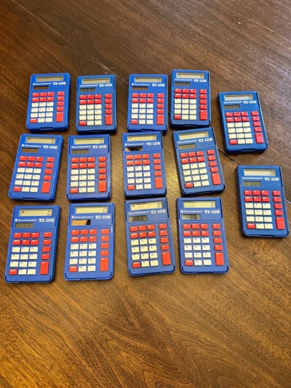 Texas Instruments TI-108 Blue Elementary Calculator Solar Panel/Case Set of 14